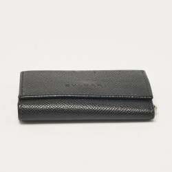 Bvlgari Black Leather Flap Key Holder 