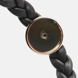 Bvlgari Bvlgari Man Braided Leather Enamel Palladium Plated Bracelet