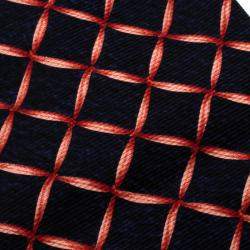 Bvlgari Davide Pizzigoni Navy Blue Ribbon Print Silk Seven Fold Tie