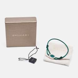 Bvlgari Bvlgari Green Enamel Sterling Silver Adjustable Cord Bracelet
