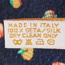 Pre Owned ربطة عنق بلغاري حرير نقش عمامة أزرق كحلي تقليدي