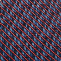 مملوكة مسبقًا Bvlgari Blue Diagonal Stripe Print Silk Traditional Tie