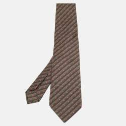 Pre Owned Bvlgari Green Dotted Stripe Silk Traditional Tie