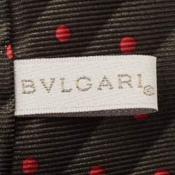 Pre Owned Bvlgari Green Dotted Stripe Silk Traditional Tie
