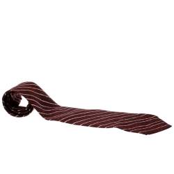 Bvlgari X Davide Pizzigoni Burgundy Diagonal Striped Silk Seven Fold Tie