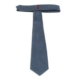Bvlgari Dark Blue Euclidea Pattern Silk Tie