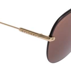 Pre Owned Bvlgari Brown Acetate 5044 Frameless Aviator Sunglasses