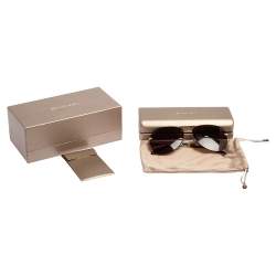 Pre Owned Bvlgari Brown Acetate 5044 Frameless Aviator Sunglasses
