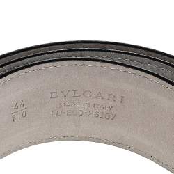 Pre Owned Bvlgari Black Leather Ring Buckle Belt 110CM