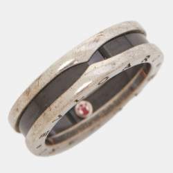 Bvlgari B.Zero1 Save The Children Black Ceramic Sterling Silver Ring Size 63