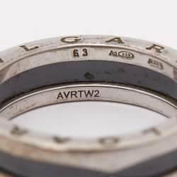 Bvlgari B.Zero1 Save The Children Black Ceramic Sterling Silver Ring Size 63