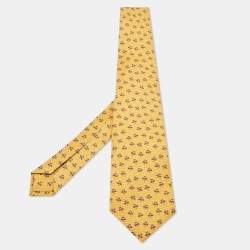 Louis Vuitton Black and Gold Jacquard Damier Silk Tie For Sale at