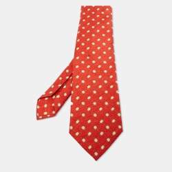 Bvlgari Red Printed Silk Traditional Tie