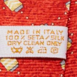 Bvlgari Red Printed Silk Traditional Tie