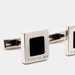 Bvlgari Onyx Sterling Silver Cufflinks