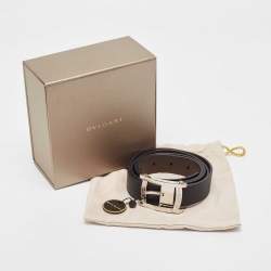 Bvlgari Black Leather Assioma Buckle Belt 110 CM