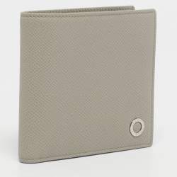 Pre Owned Bvlgari Light Grey Leather Bvlgari Bvlgari Bifold Wallet