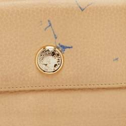Pre Owned Bvlgari Beige Leather Compact Wallet