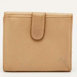 Pre Owned Bvlgari Beige Leather Compact Wallet