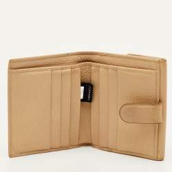 Pre Owned Bvlgari Beige Leather Compact Wallet