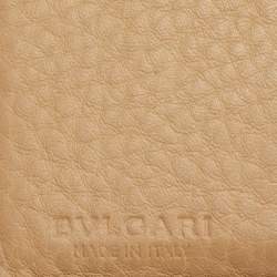 Pre Owned Bvlgari Beige Leather Compact Wallet