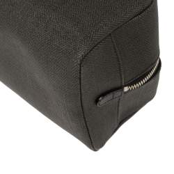 Bvlgari Dark Grey/Black Coated Canvas Herringbone Toiletry Pouch
