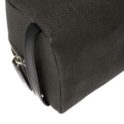 Bvlgari Dark Grey/Black Coated Canvas Herringbone Toiletry Pouch