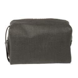 Bvlgari Dark Grey/Black Coated Canvas Herringbone Toiletry Pouch