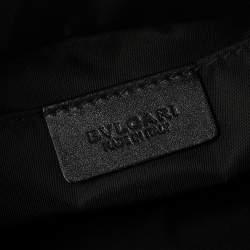 Bvlgari Dark Grey/Black Coated Canvas Herringbone Toiletry Pouch