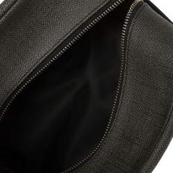 Bvlgari Dark Grey/Black Coated Canvas Herringbone Toiletry Pouch
