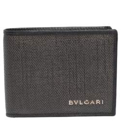 Bvlgari Dark Grey/Black Heritage Coated Canvas Bifold Wallet