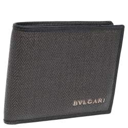 Bvlgari Dark Grey/Black Heritage Coated Canvas Bifold Wallet