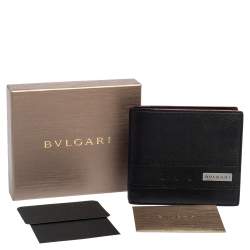Bvlgari Black Leather Logo Bifold Compact Wallet