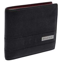 Bvlgari Black Leather Logo Bifold Compact Wallet