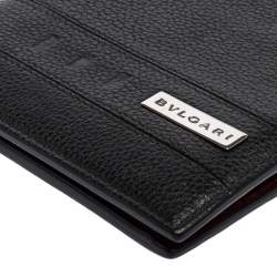 Bvlgari Black Leather Logo Bifold Compact Wallet