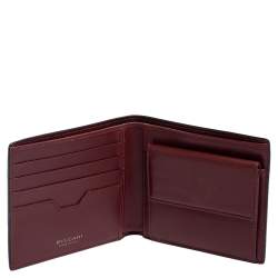 Bvlgari Black Leather Logo Bifold Compact Wallet