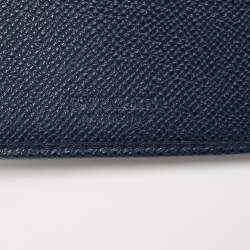 Bvlgari Navy Blue Grained Leather Bifold Compact Wallet