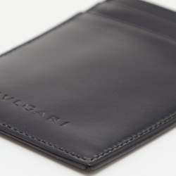 Pre Owned Bvlgari Black Leather ID Card Holder