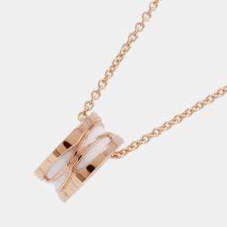 مملوكة مسبقًا Bvlgari B.Zero1 Legend 18K Rose Gold Ceramic Pendant Necklace