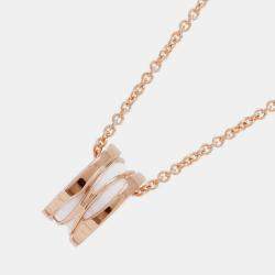 Pre Owned Bvlgari B.Zero1 Legend 18K Rose Gold Ceramic Pendant Necklace