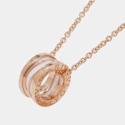 Pre Owned Bvlgari B.Zero1 Legend 18K Rose Gold Ceramic Pendant Necklace