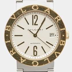 Bvlgari Silver White 18K Yellow Gold Stainless Steel BB38SGAUTO Men's Wristwatch 38 mm