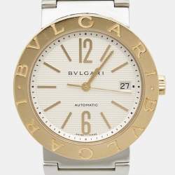 Bvlgari Silver White 18K Yellow Gold Stainless Steel BB38SGAUTO Men's Wristwatch 38 mm