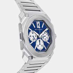 Bvlgari Blue Stainless Steel Octo Finissimo Automatic Men's Wristwatch 43 mm