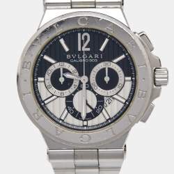 Bvlgari Black Stainless Steel Diagono 101880 Men's Wristwatch 42 mm