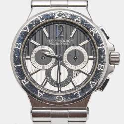 Bvlgari Black Stainless Steel Diagono 101880 Men's Wristwatch 42 mm