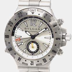 Bvlgari Silver Stainless Steel Diagono Automatic Men's Wristwatch 40 mm