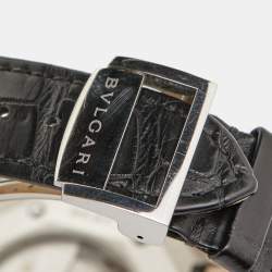 Pre Owned Bvlgari Black Stainless Steel Alligator Leather Octo BGO 38 S Men's Wristwatch 38 mm