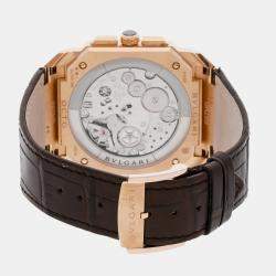 Bvlgari Brown 18k Rose Gold Octo Finissimo 103468 Automatic Men's Wristwatch 43 mm