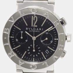 Bvlgari Black Stainless Steel Diagono Automatic Men's Wristwatch 38 mm